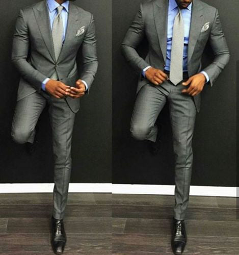 Peak Lapel Men's 2 Piece Handsome Wedding Groom Tuxedos Groomsman Best Man Suits C60