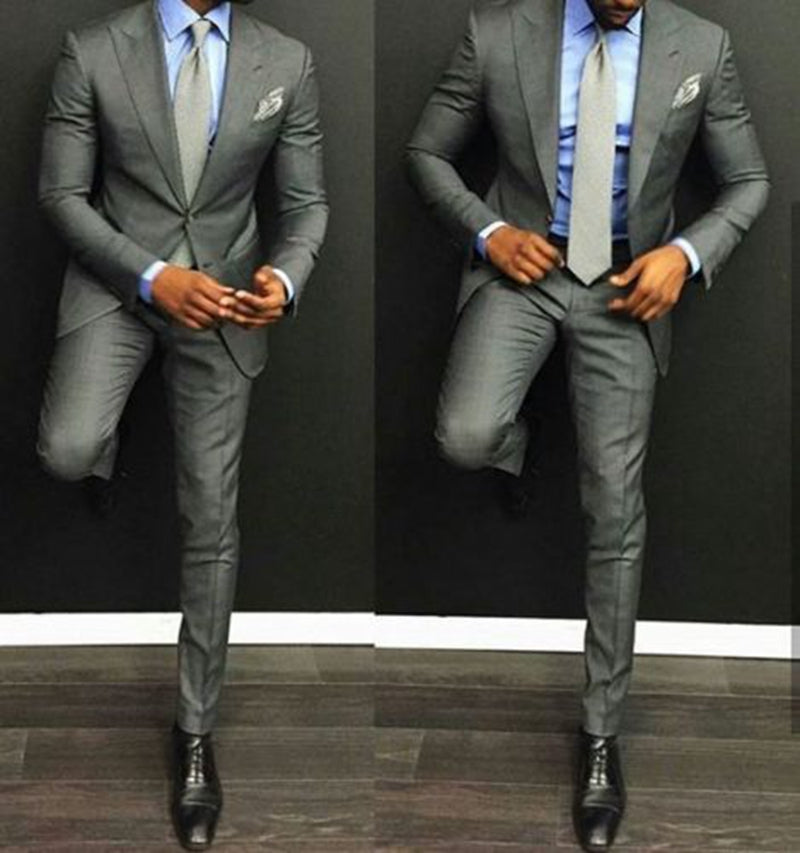Peak Lapel Men's 2 Piece Handsome Wedding Groom Tuxedos Groomsman Best Man Suits C60